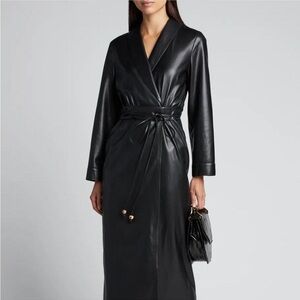 Nanushka Black Vegan Leather Emery Wrap Dress / Medium